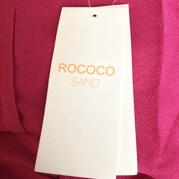 Rococo Sand Poppy Magenta Pink Satin Ruched Long Sleeve Mini Dress Size M NWT - Picture 8 of 11